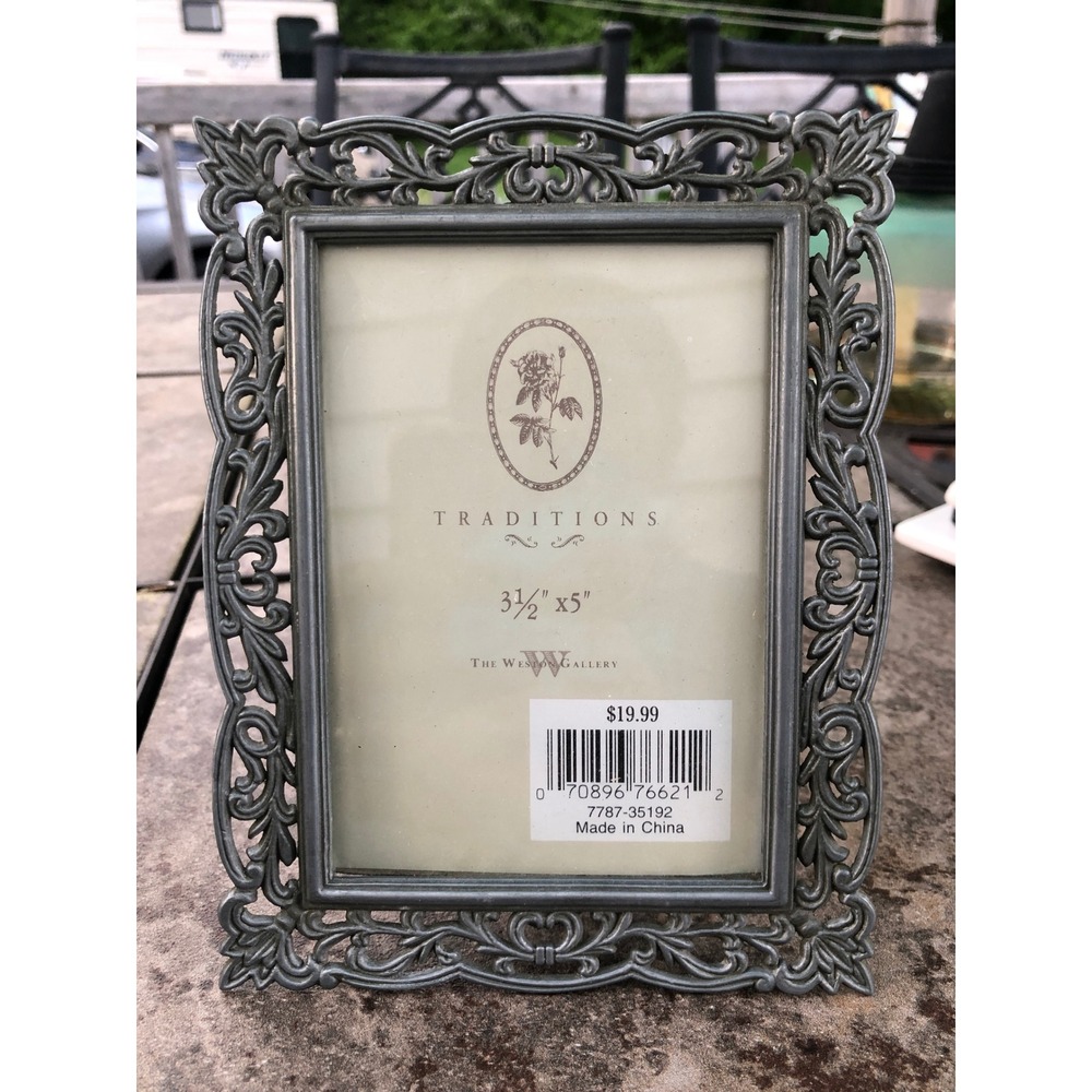 The Weston Gallery Traditions Pewter Ornate Scroll Metal Picture Frame 3.5x5 vtg